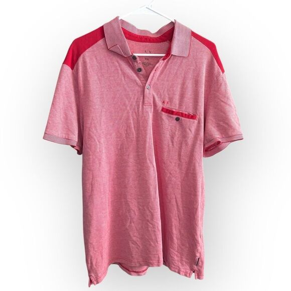ARMANI EXCHANGE men’s XXL preppy striped collar Red Polo Shirt - Picture 1 of 5